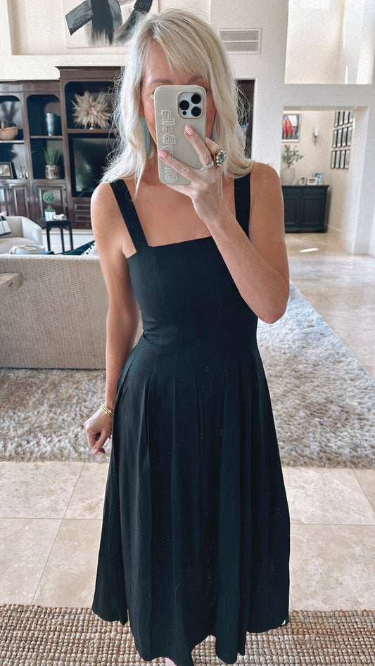 FINAL SALE!! The "Bonjour" Midi Dress in Black (8533479391471)