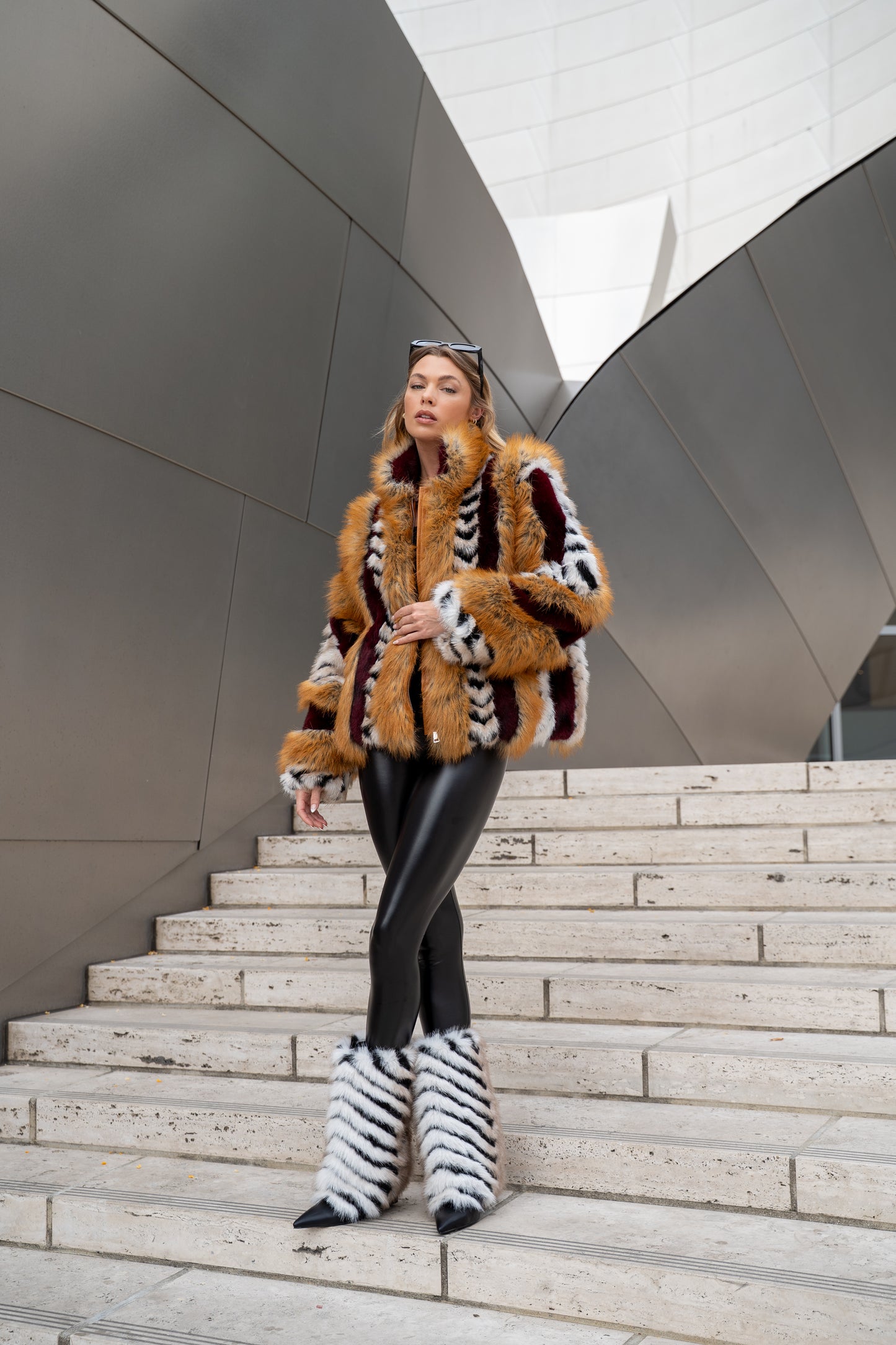 Inez Faux Fur Jacket in Burgundy - PRE ORDER