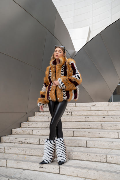 Inez Faux Fur Jacket in Burgundy - PRE ORDER