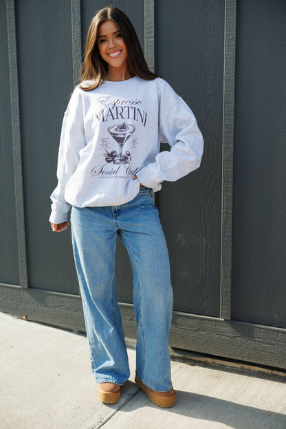 NEW!! Espresso Martini Social Club Sweatshirt in Heather Grey