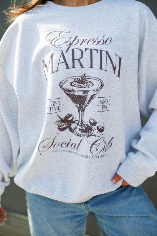NEW!! Espresso Martini Social Club Sweatshirt in Heather Grey