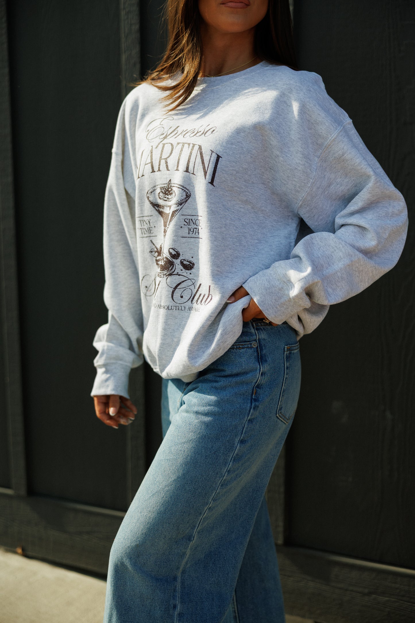NEW!! Espresso Martini Social Club Sweatshirt in Heather Grey