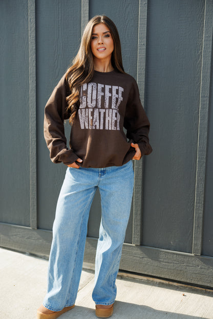 NEW!! Coffee Weather Sweatshirt in Brown