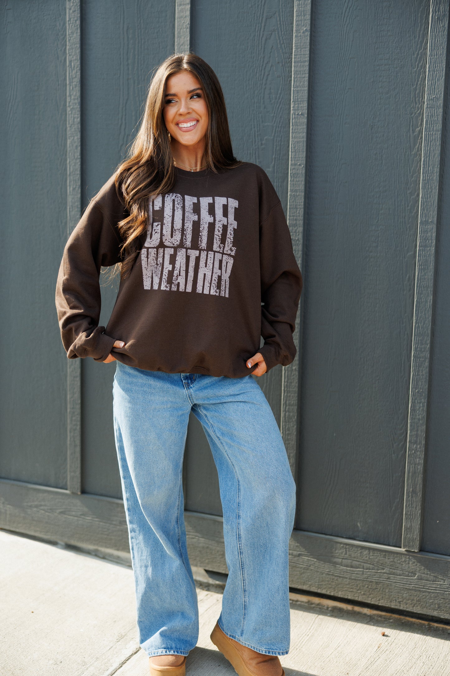 NEW!! Coffee Weather Sweatshirt in Brown