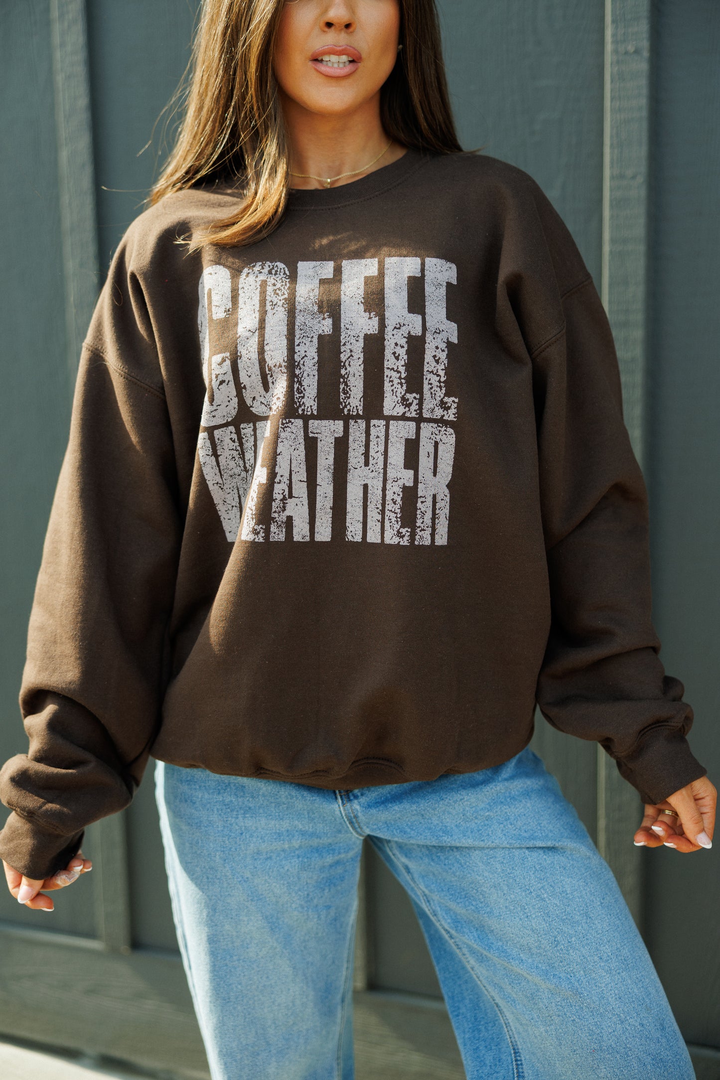 NEW!! Coffee Weather Sweatshirt in Brown