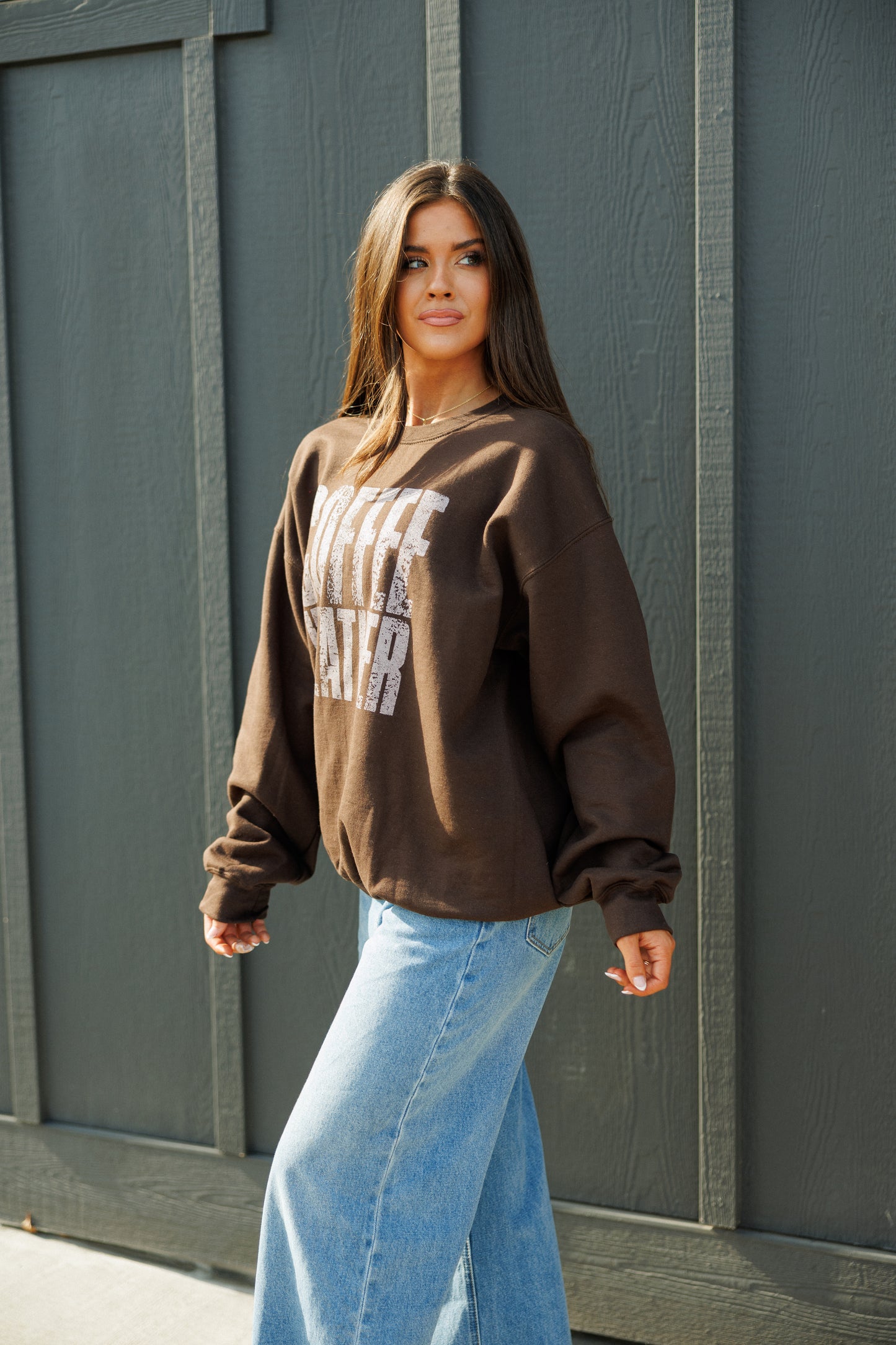 NEW!! Coffee Weather Sweatshirt in Brown