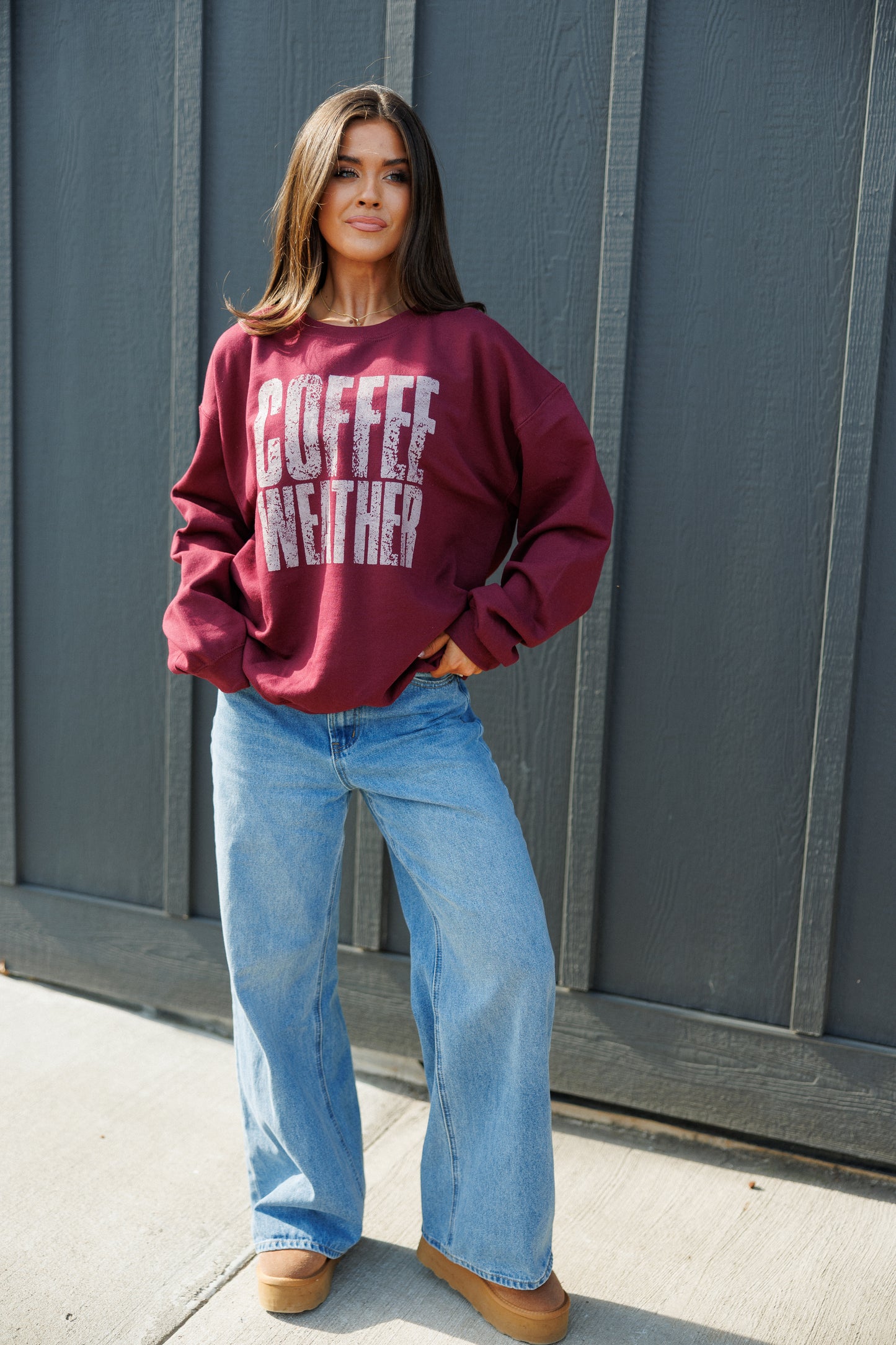 NEW!! Coffee Weather Sweatshirt in Burgundy