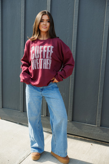 NEW!! Coffee Weather Sweatshirt in Burgundy