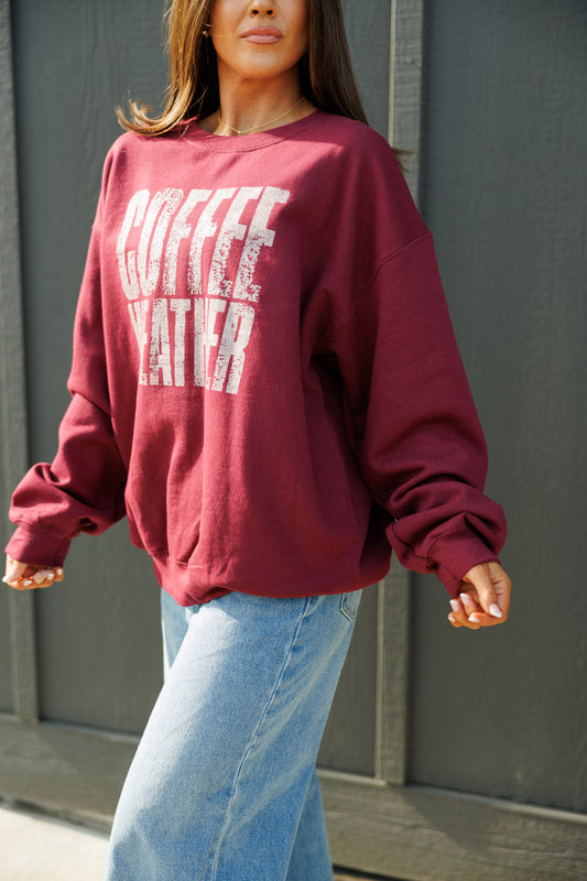 NEW!! Coffee Weather Sweatshirt in Burgundy