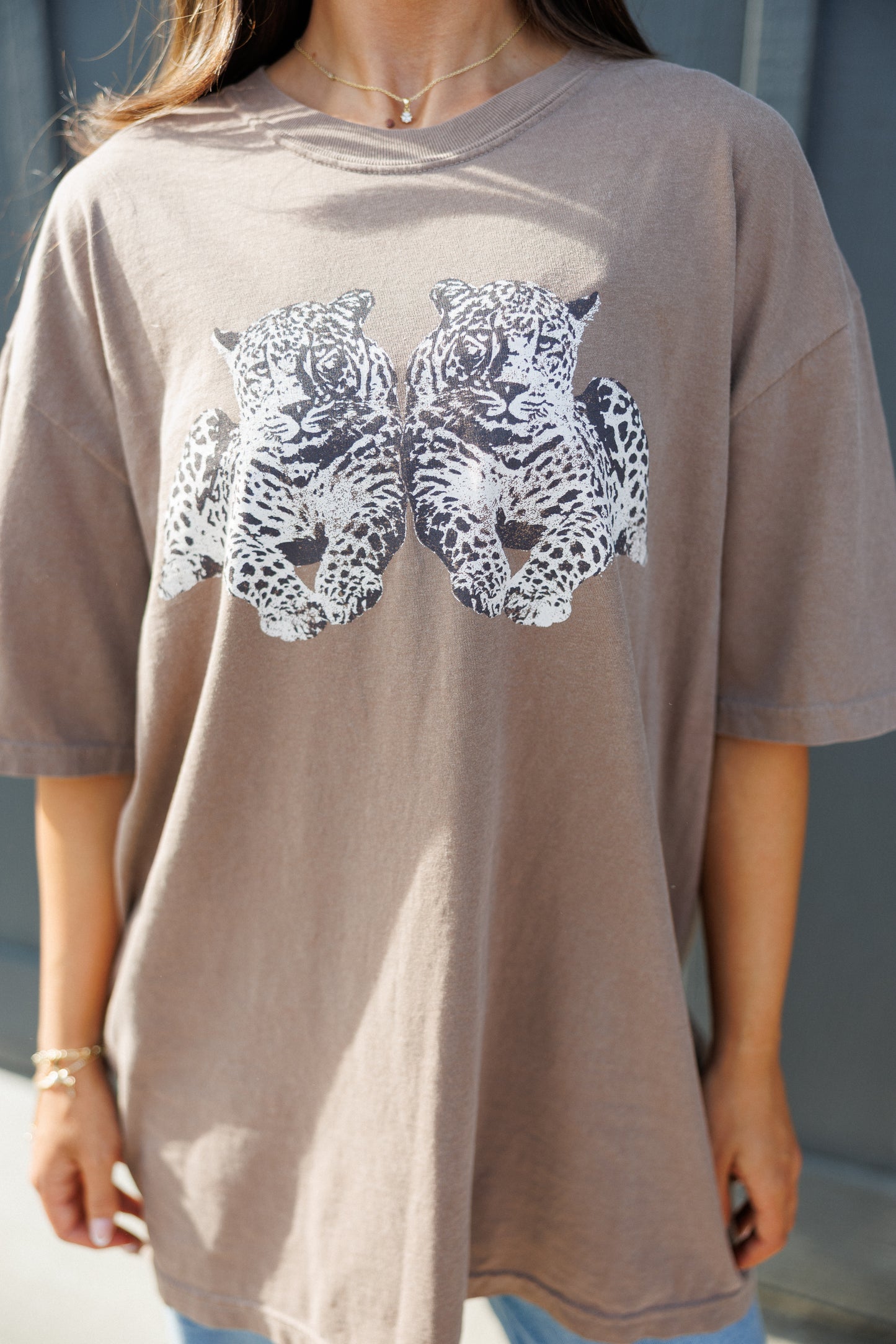 NEW!! Twin Leopard Tee in Mineral Brown