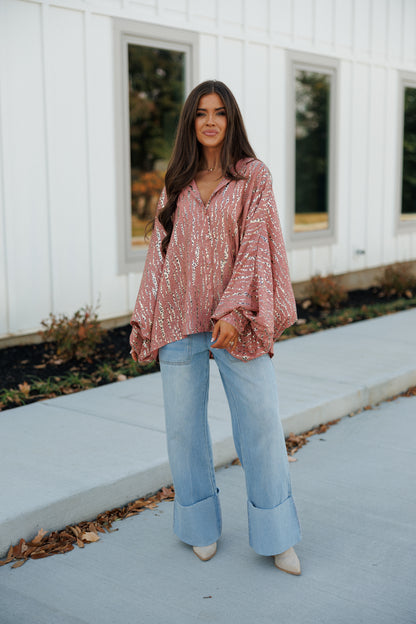 NEW!! Cheetah Print Satin Top in Pink