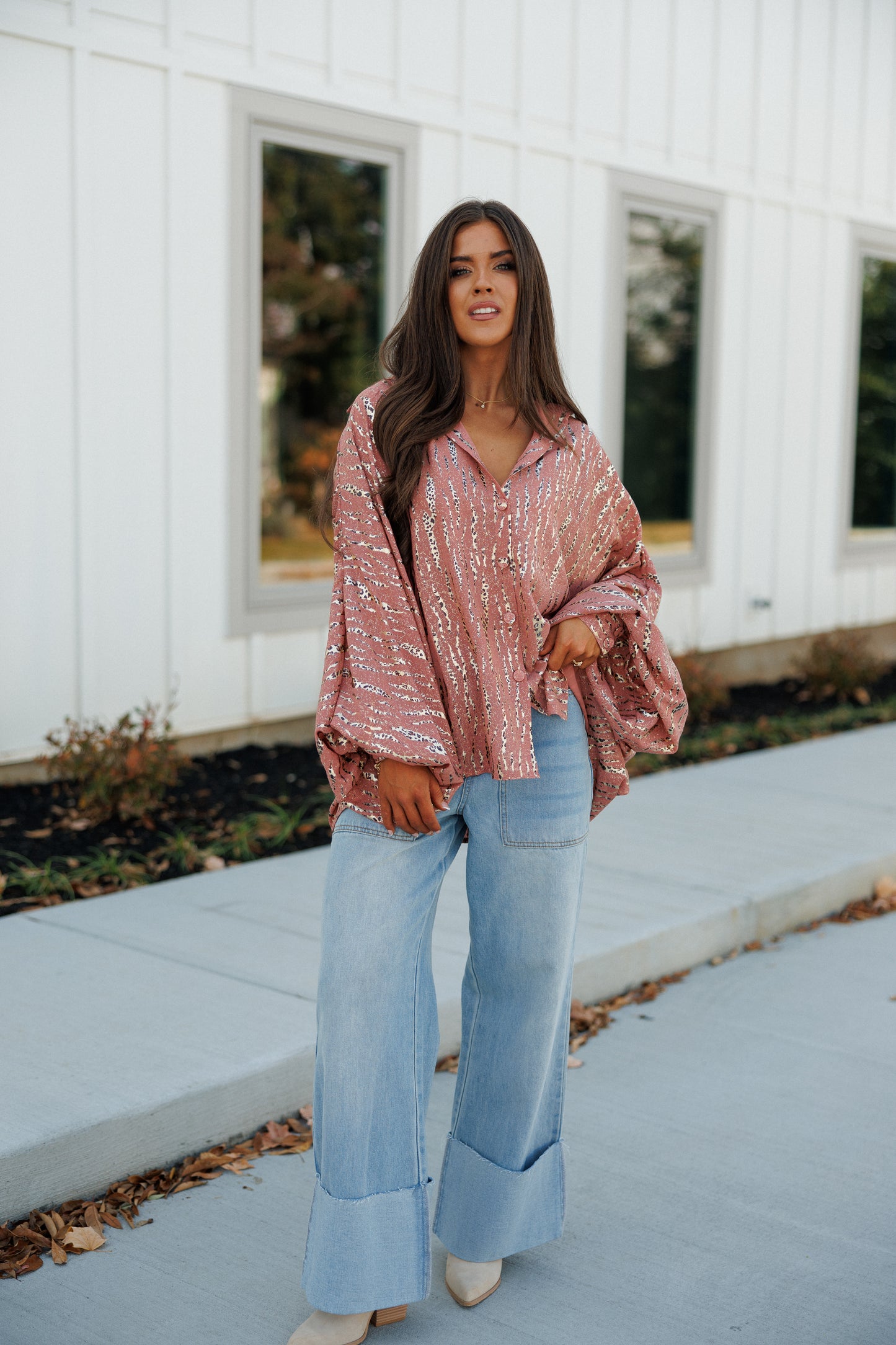NEW!! Cheetah Print Satin Top in Pink