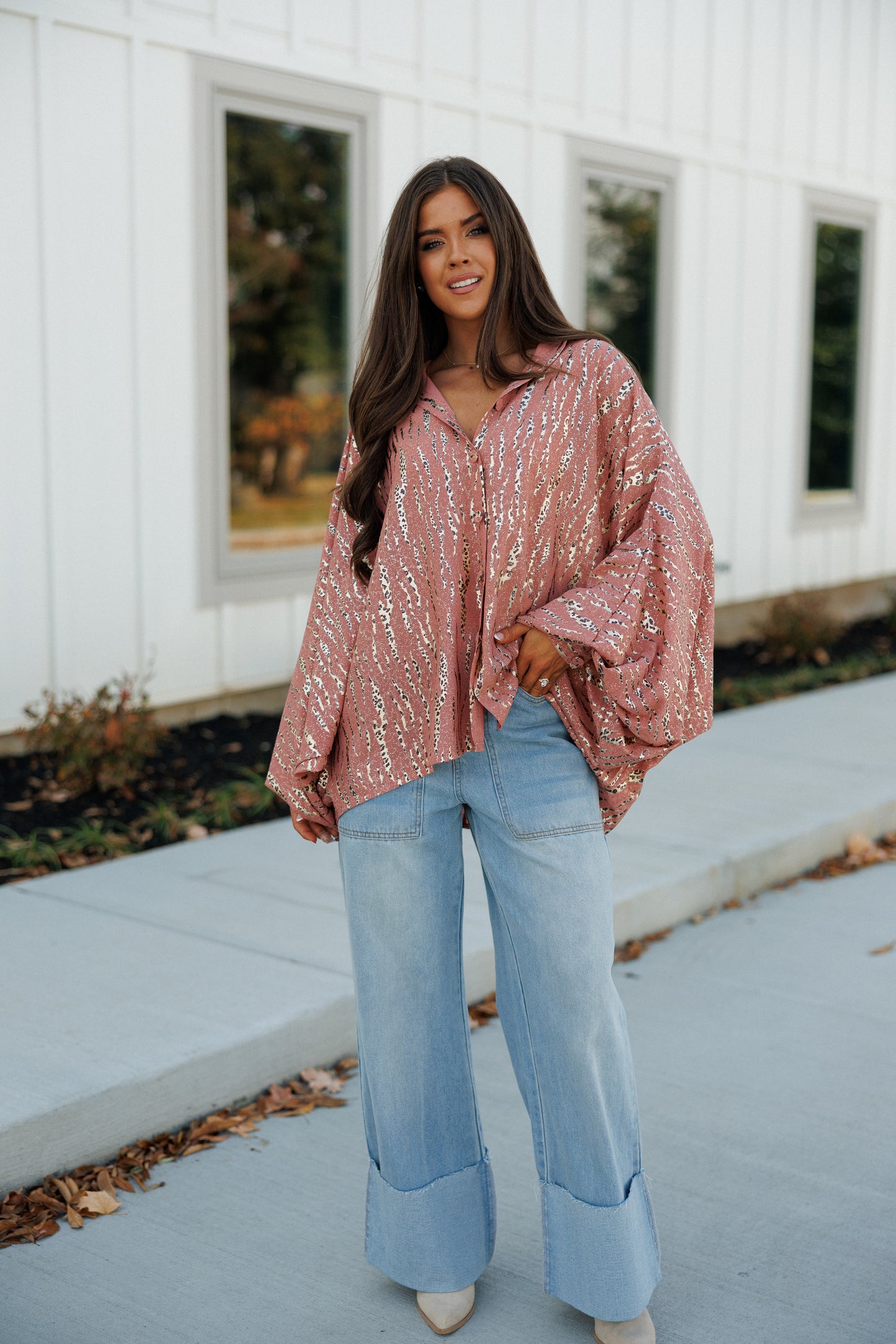 NEW!! Cheetah Print Satin Top in Pink