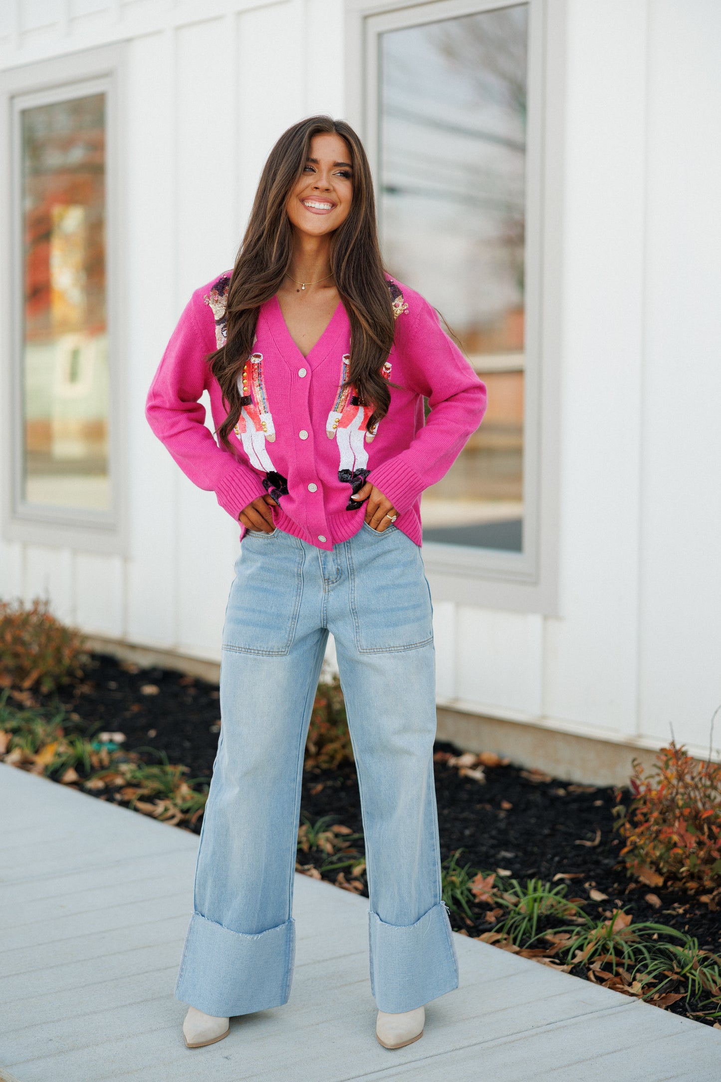 NEW!! Sequin Nutcracker Cardigan in Pink