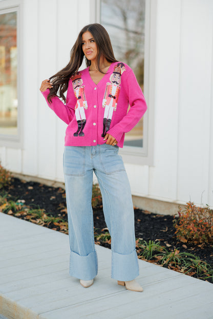 NEW!! Sequin Nutcracker Cardigan in Pink