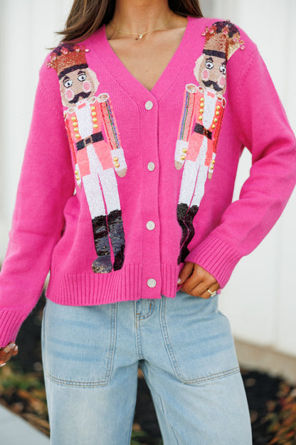 NEW!! Sequin Nutcracker Cardigan in Pink