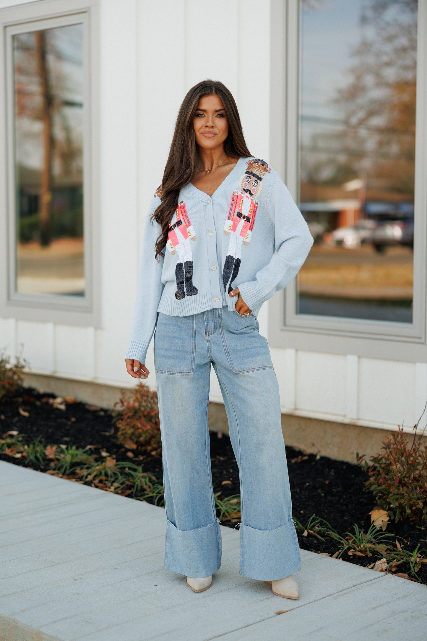 FINAL SALE!! Sequin Nutcracker Cardigan in Pale Blue