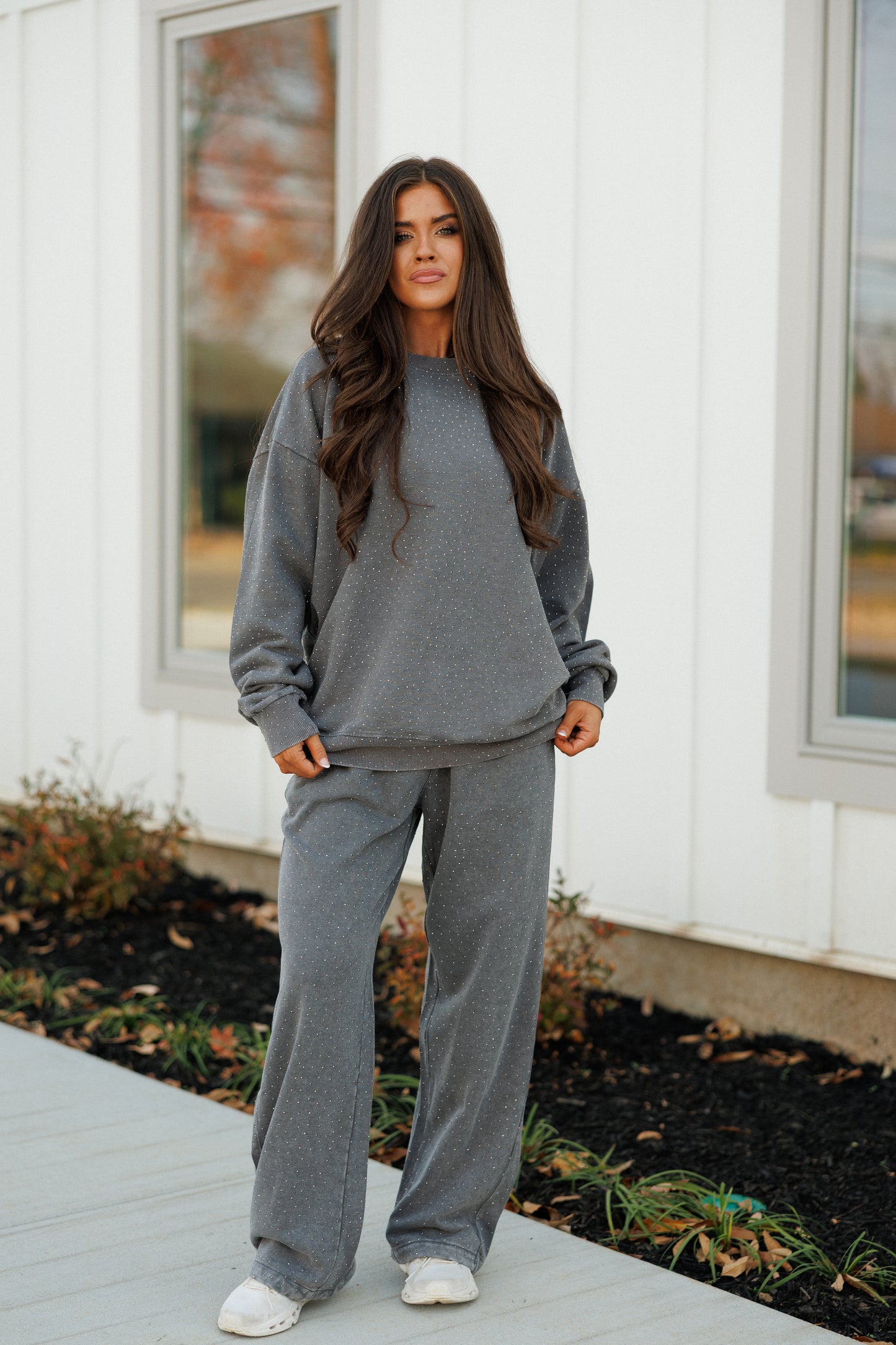 NEW!! "Off Duty" Rhinestone Sweatshirt in Grey