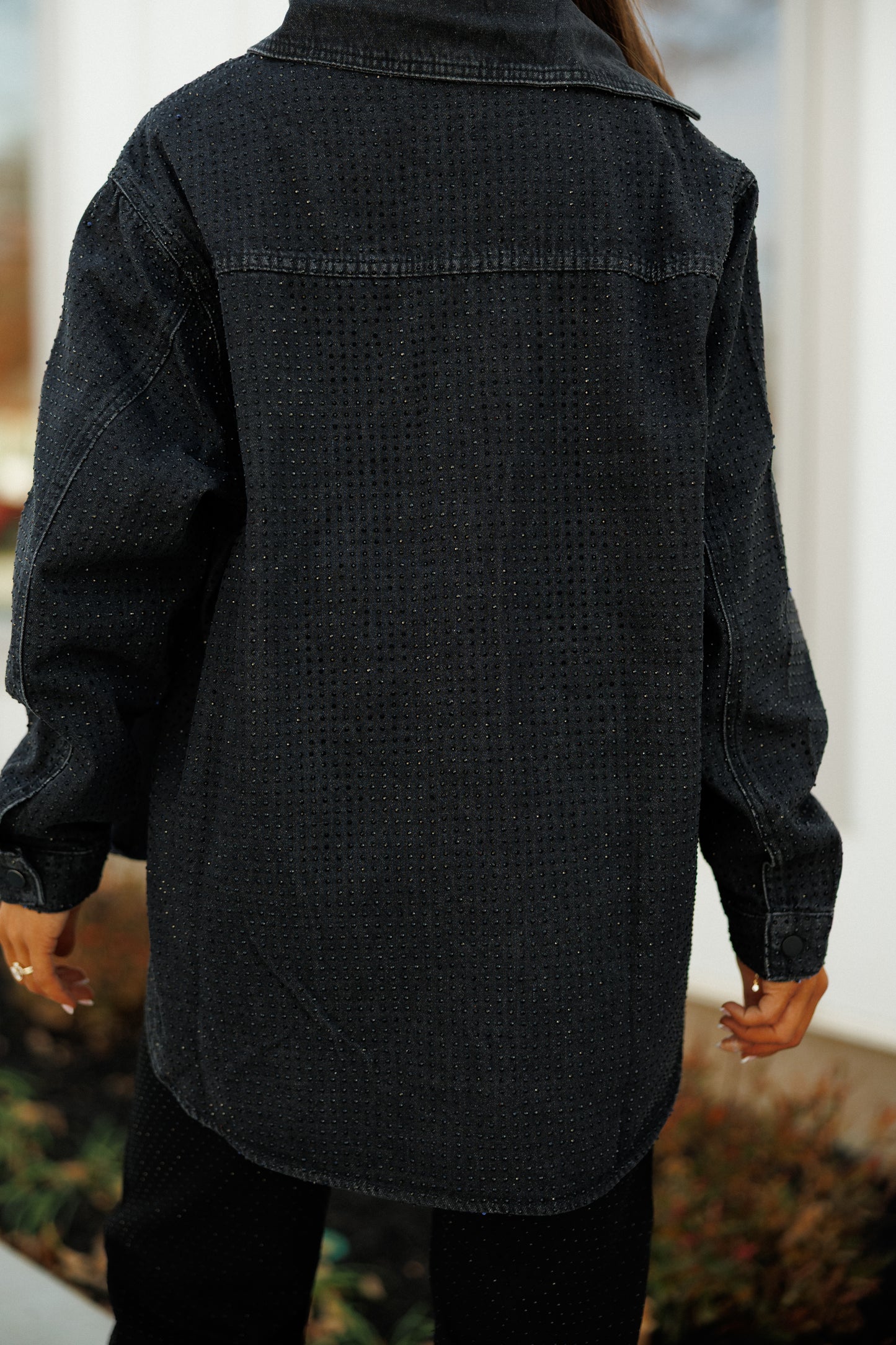 NEW!! "Statement Made" Rhinestone Denim Shacket in Black