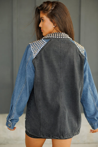 NEW!! "Jackpot" Two Tone Denim Studded Blazer