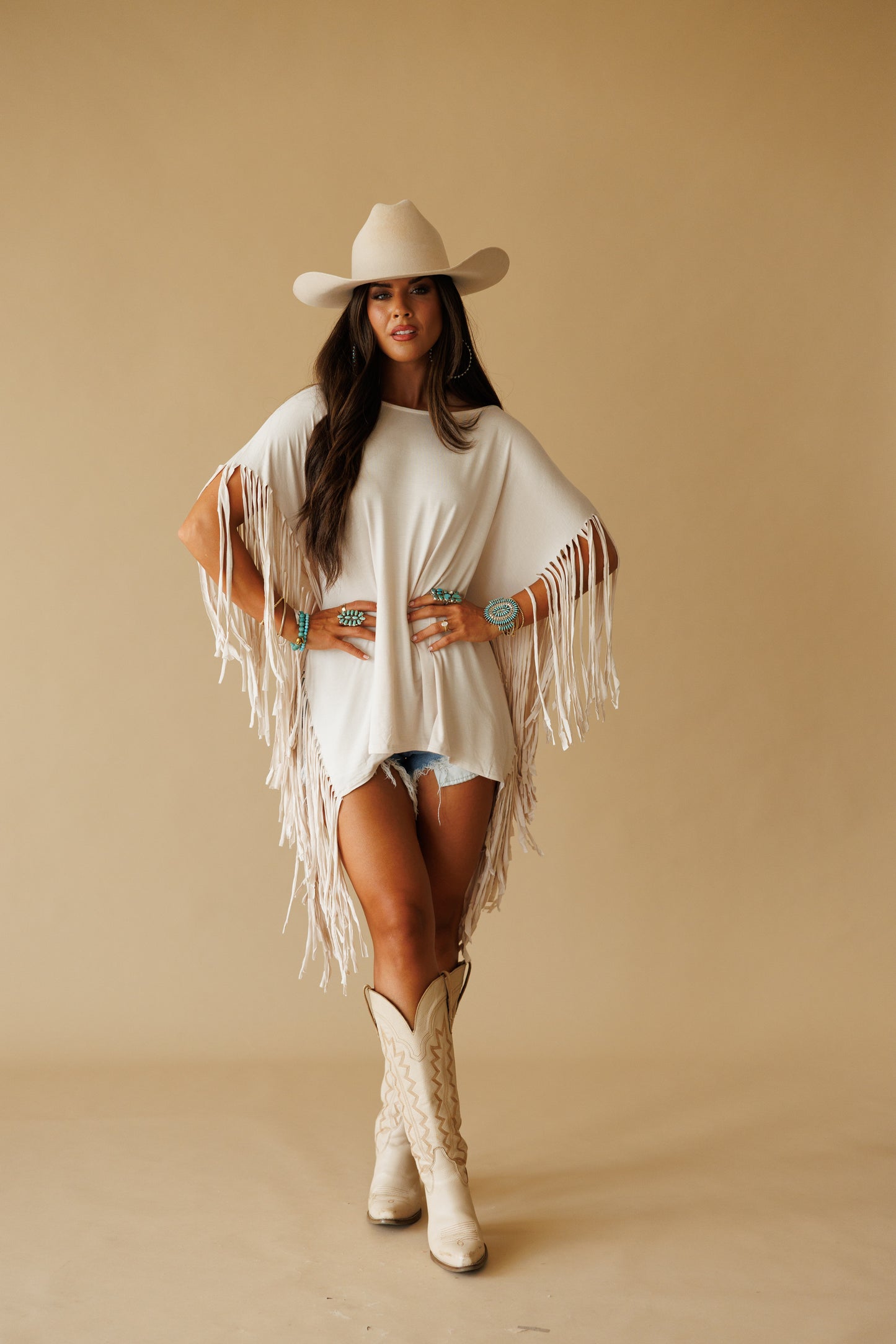 Oversized Fringe Top in Cream