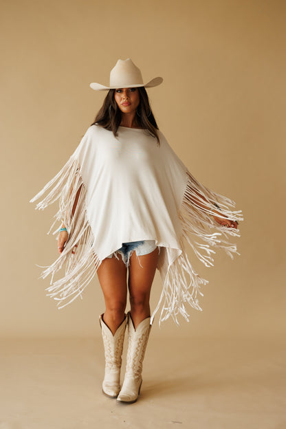 Oversized Fringe Top in Cream