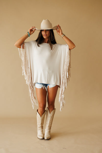 Oversized Fringe Top in Cream