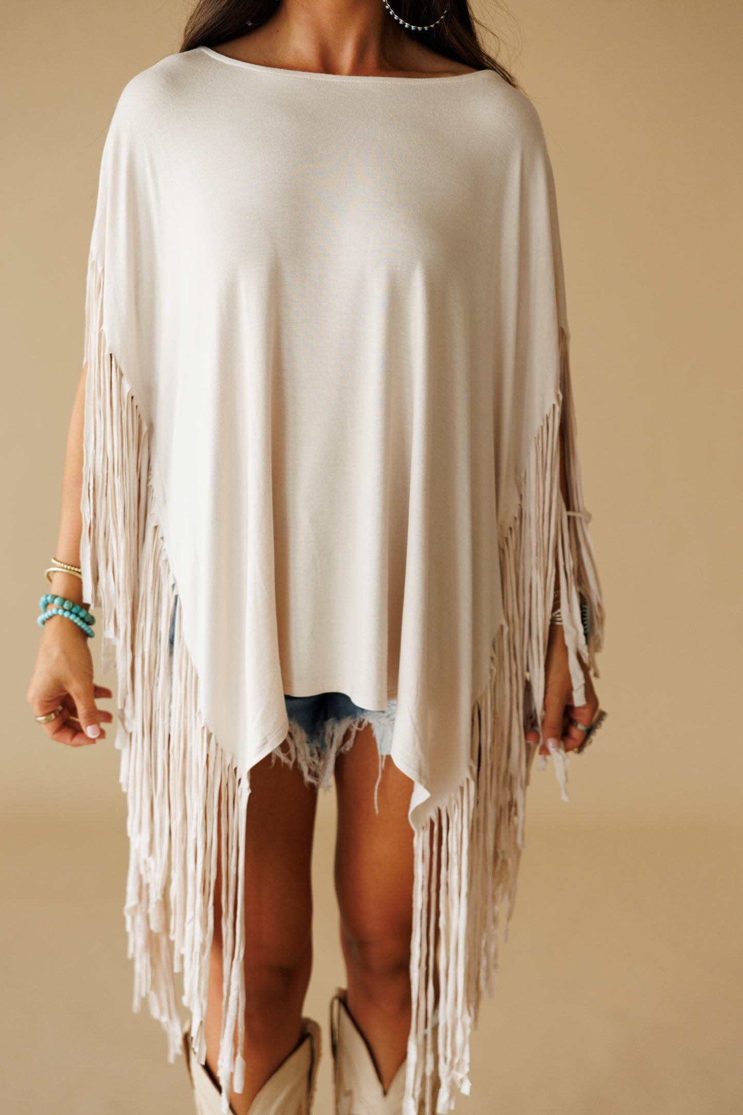 Oversized Fringe Top in Cream