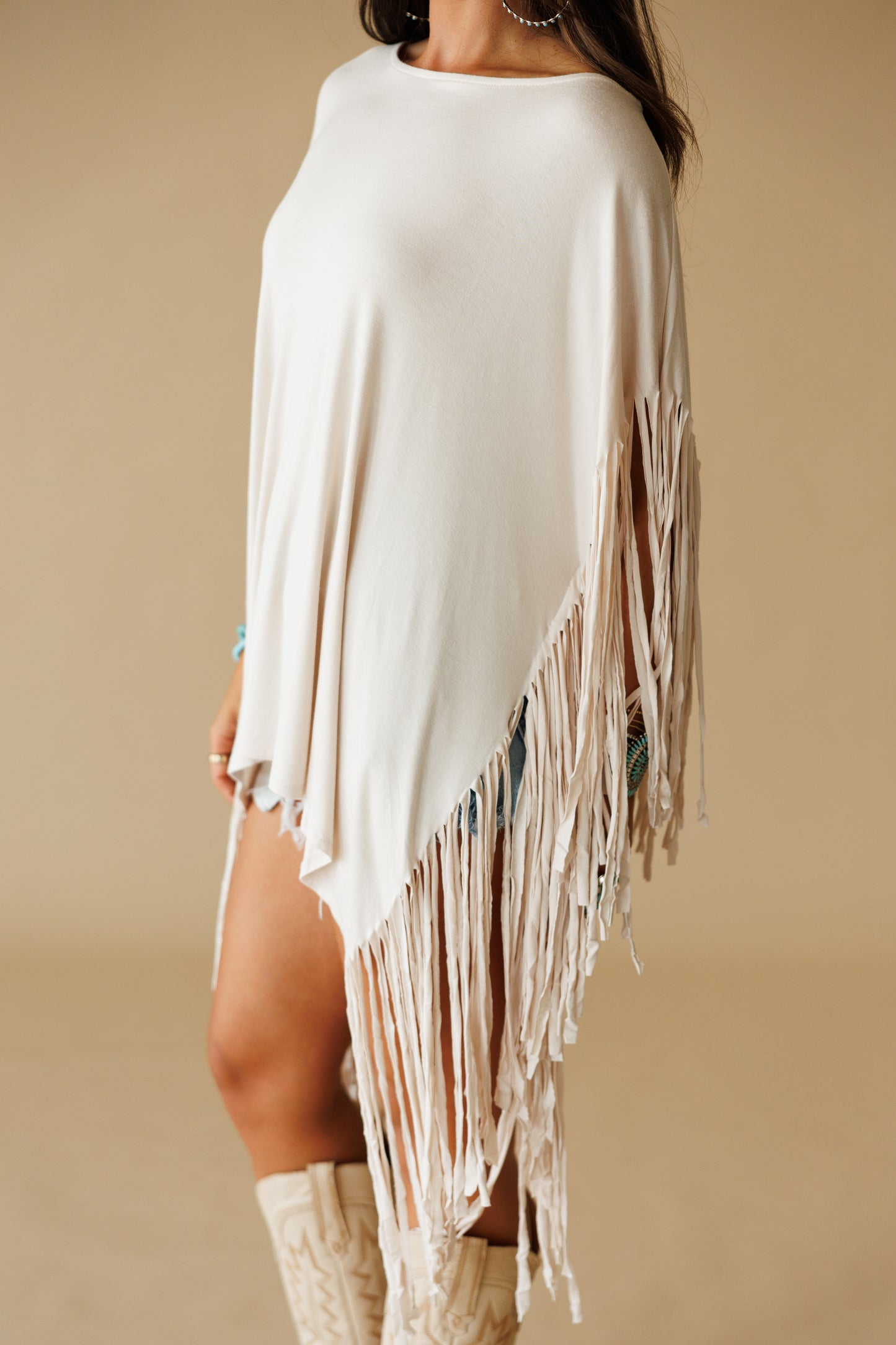 Oversized Fringe Top in Cream