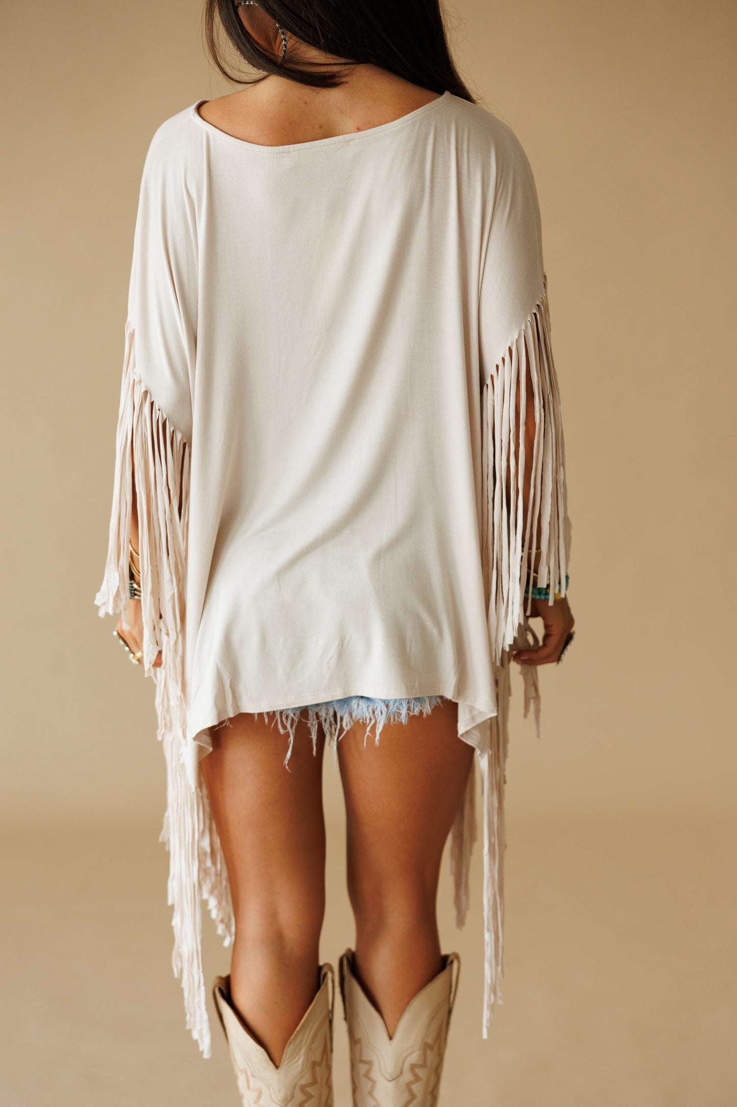 Oversized Fringe Top in Cream