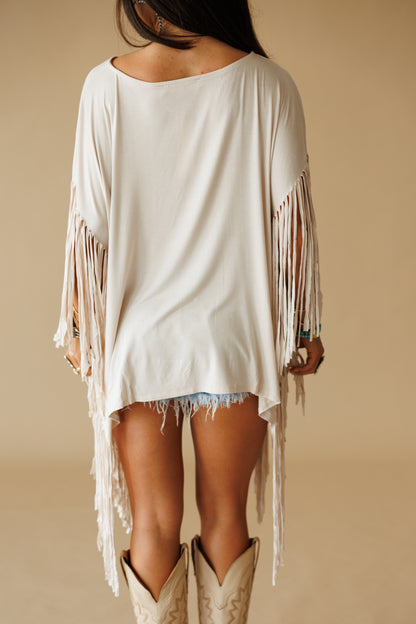 Oversized Fringe Top in Cream