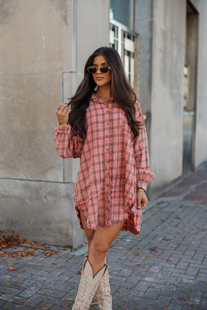 NEW!! Vintage Oversized Plaid Button Down Top
