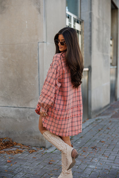 NEW!! Vintage Oversized Plaid Button Down Top