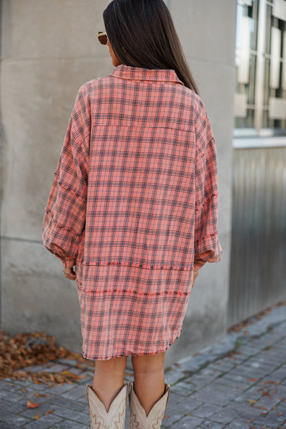 NEW!! Vintage Oversized Plaid Button Down Top