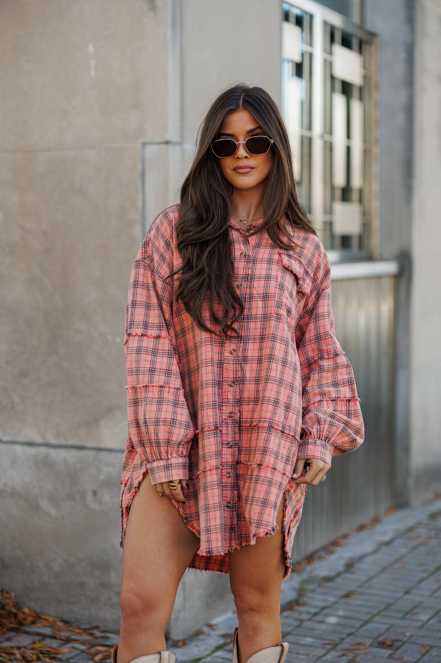 NEW!! Vintage Oversized Plaid Button Down Top