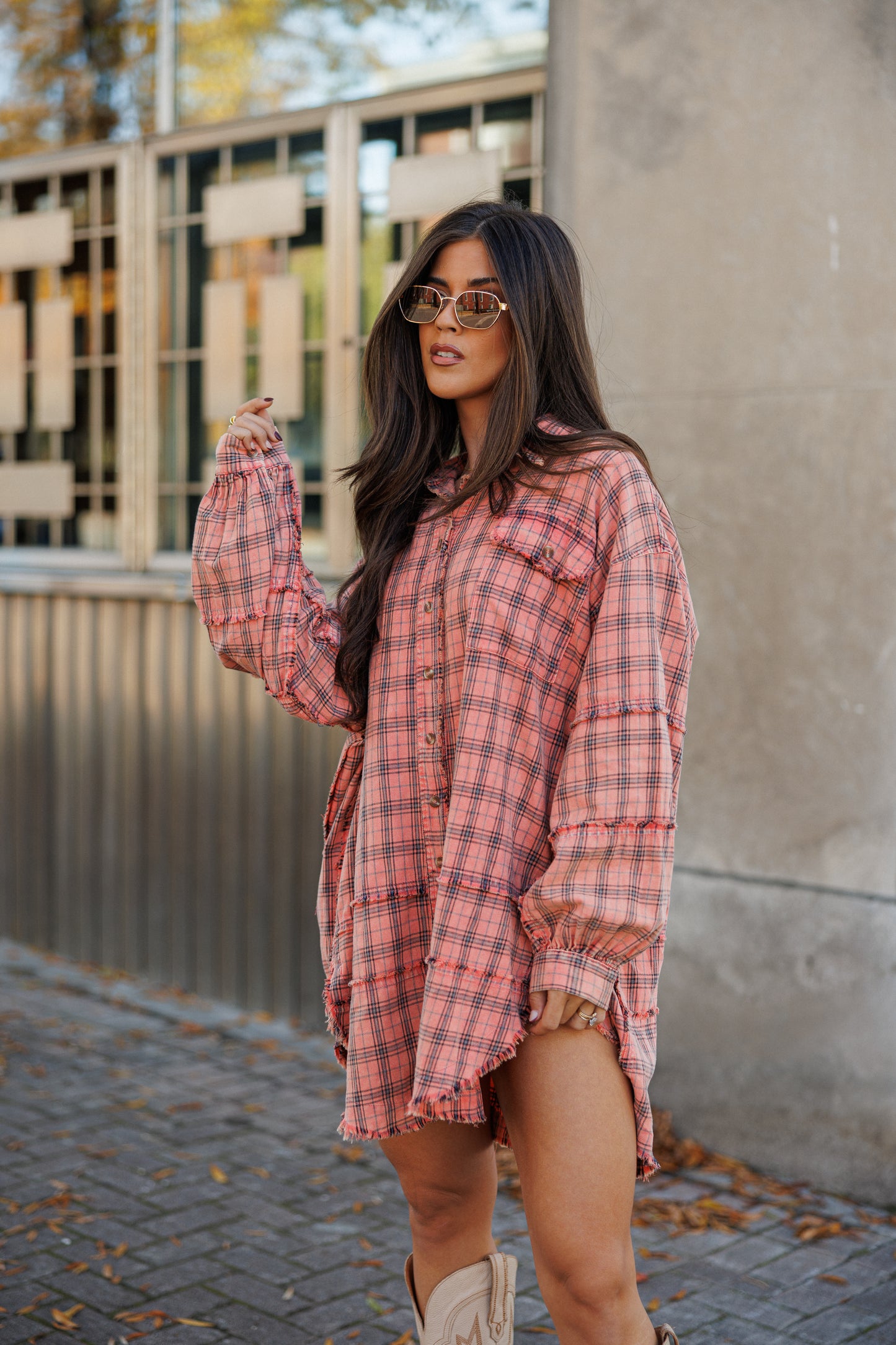 NEW!! Vintage Oversized Plaid Button Down Top