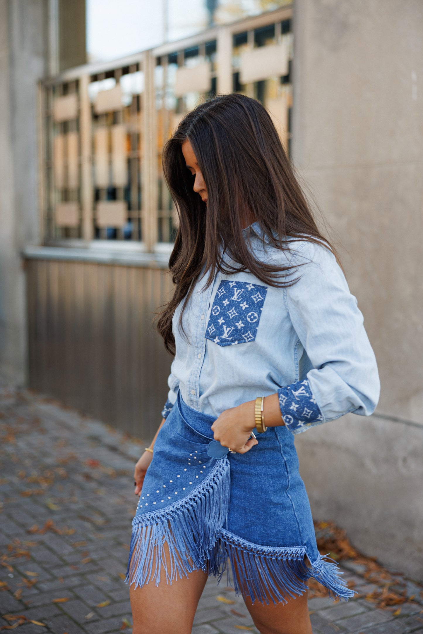 NEW!! Denim Fringe Wrap Skirt
