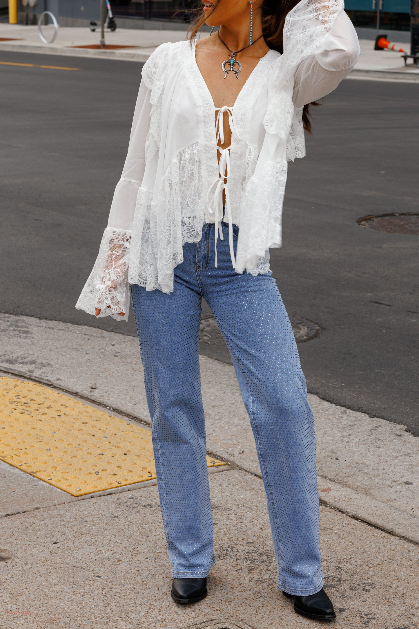 NEW!! "Canyon" Lace Trim Top in White