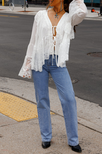 NEW!! "Canyon" Lace Trim Top in White