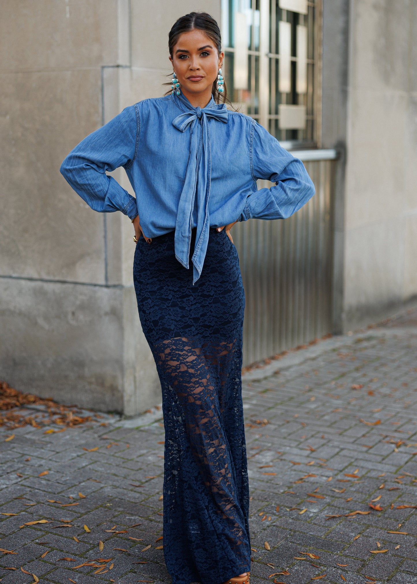NEW!! "Trendsetter" Lace Maxi Skirt in Navy