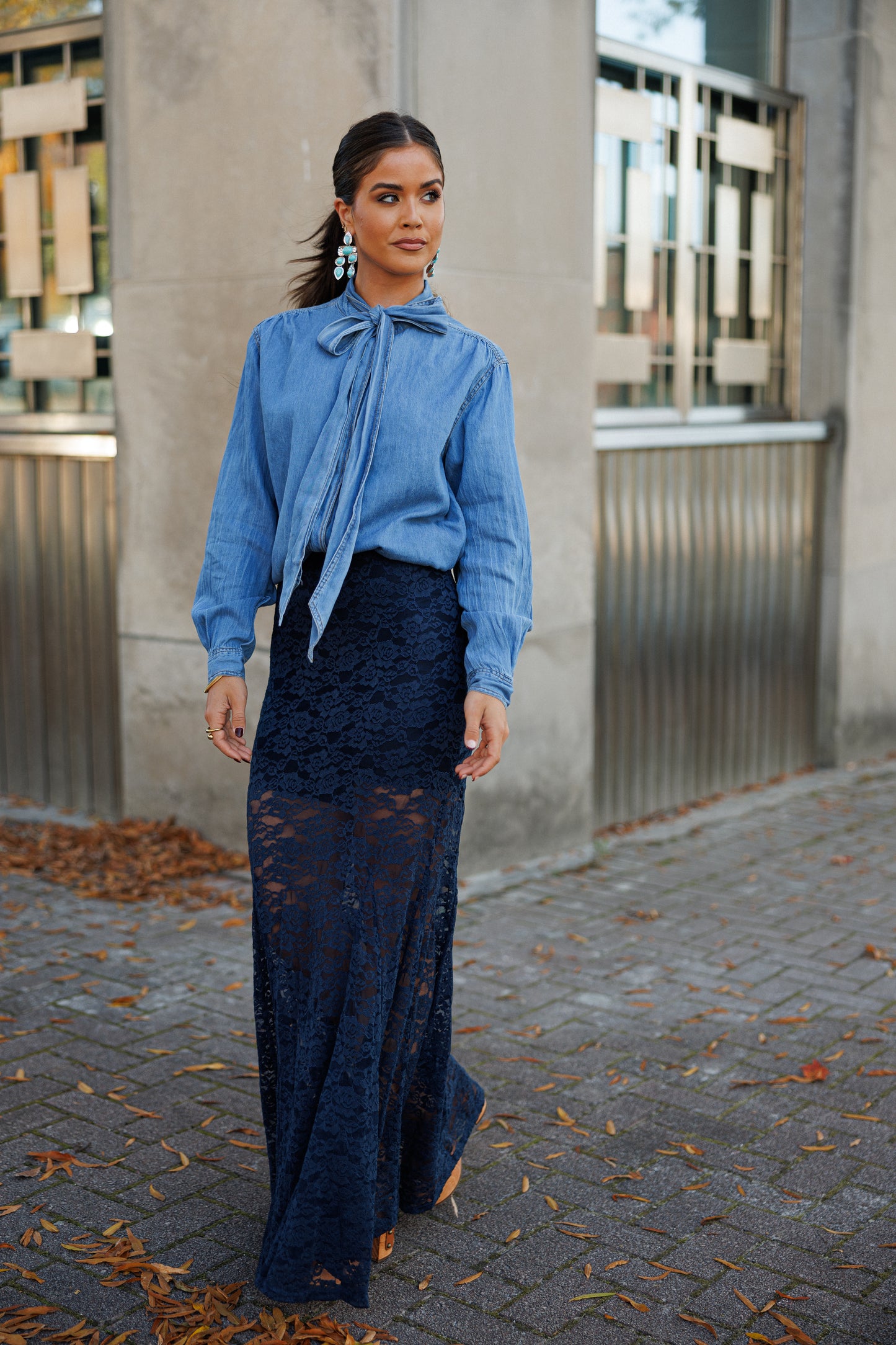 NEW!! "Trendsetter" Lace Maxi Skirt in Navy
