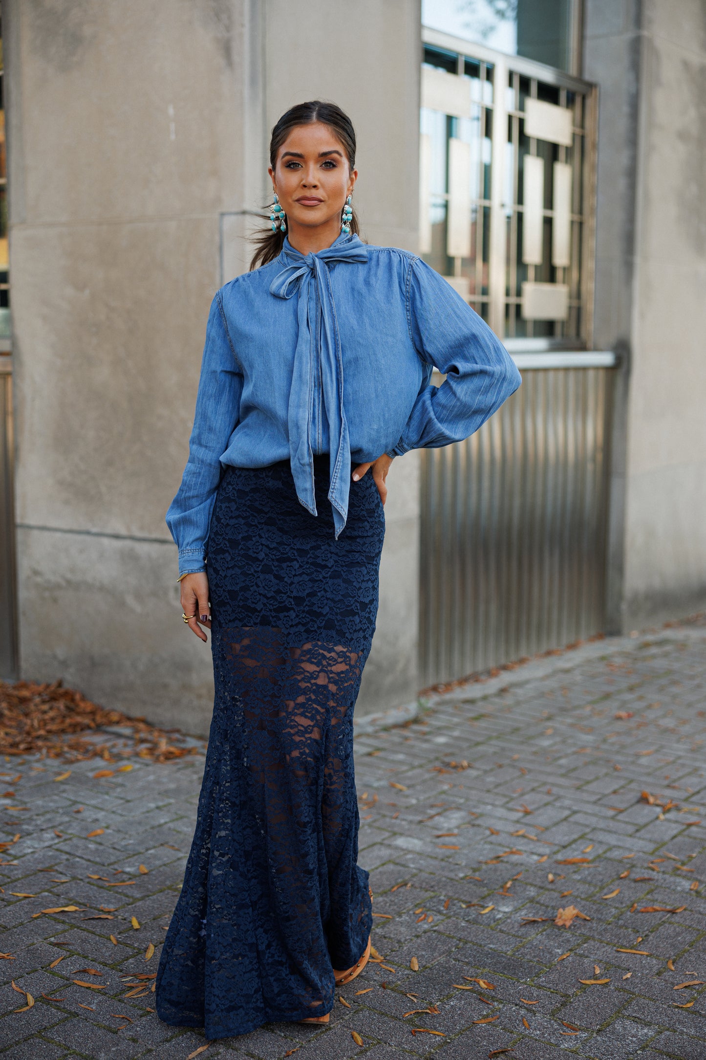 NEW!! "Trendsetter" Lace Maxi Skirt in Navy