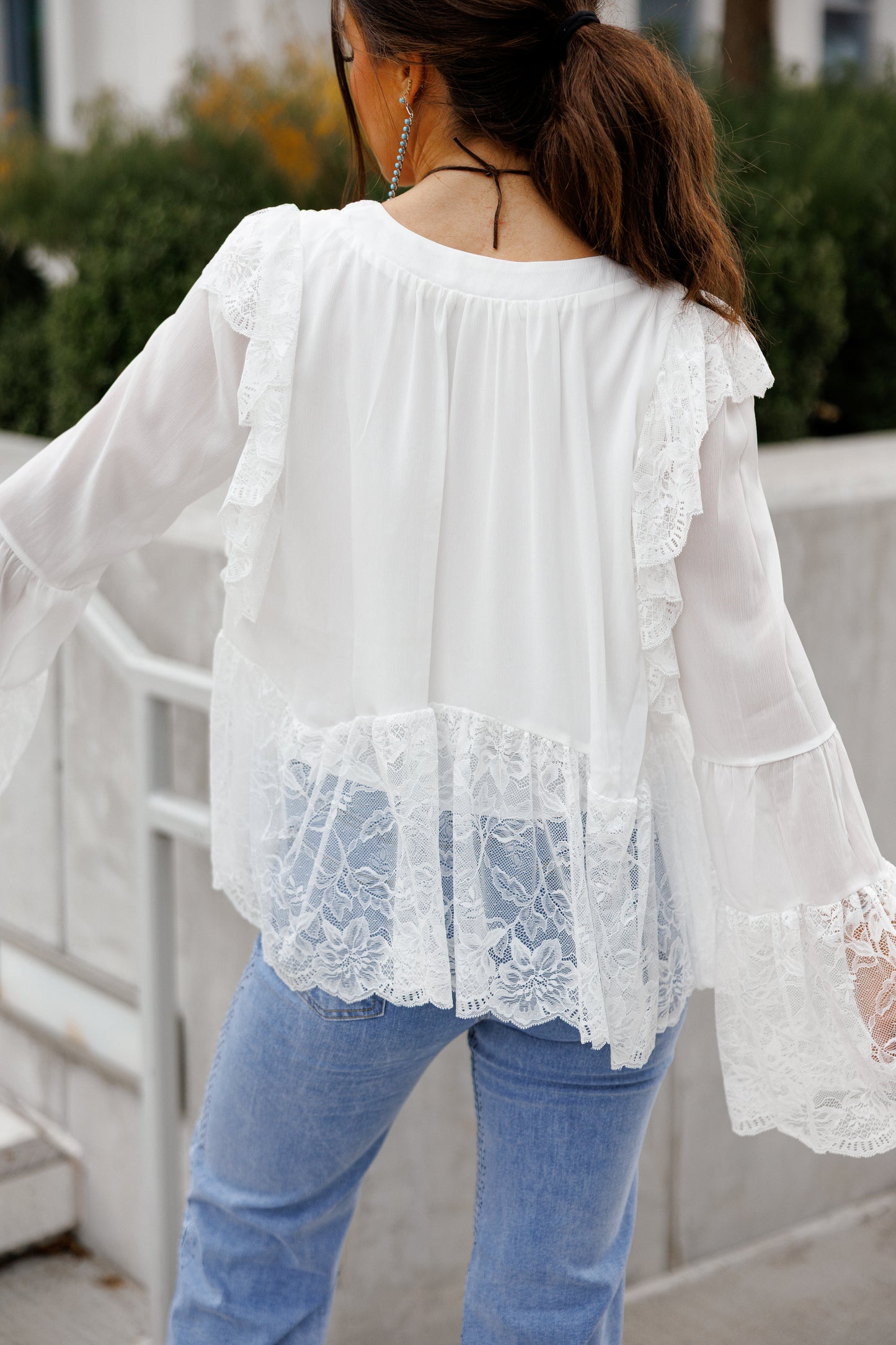NEW!! "Canyon" Lace Trim Top in White