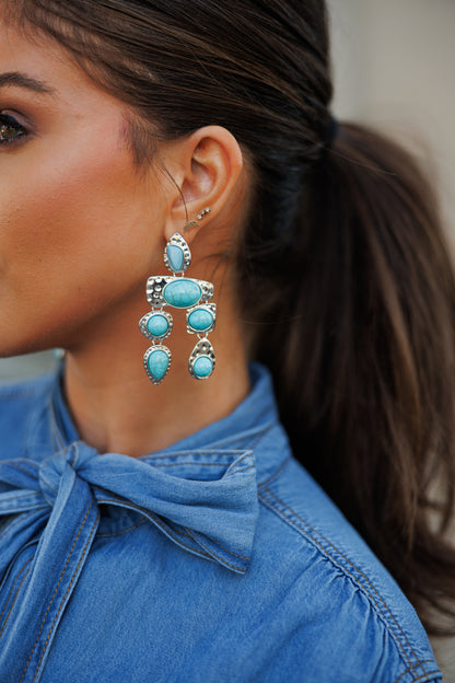NEW!! Cascais Earrings in Turquoise w/ Silver Backing