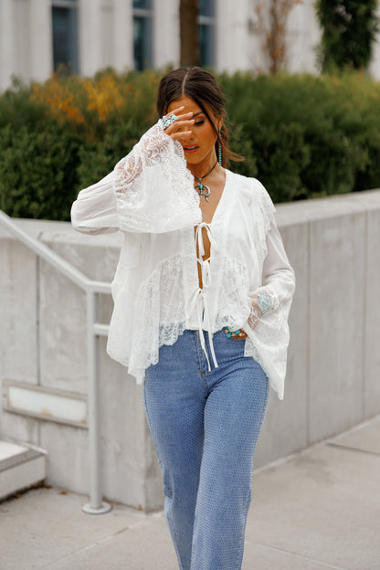 NEW!! "Canyon" Lace Trim Top in White