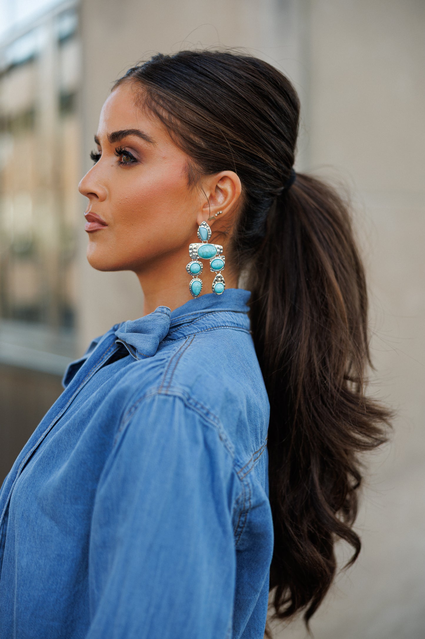 NEW!! Cascais Earrings in Turquoise w/ Silver Backing