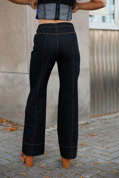 NEW!! High Waisted Contrast Stitch Jeans