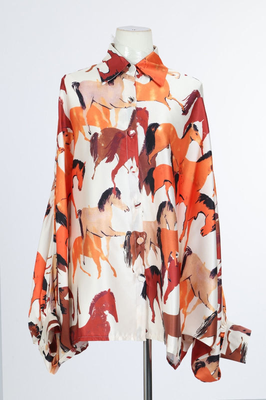 NEW!! Horseprint Satin Top in Multi