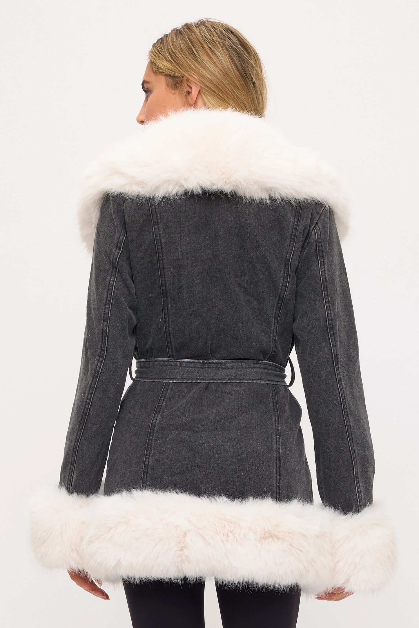 NEW!! "Show Stopper" Faux Fur Black Denim Jacket