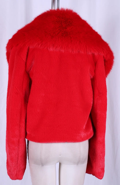 NEW!! "Showtime" Cropped Faux Fur Jacket in Red
